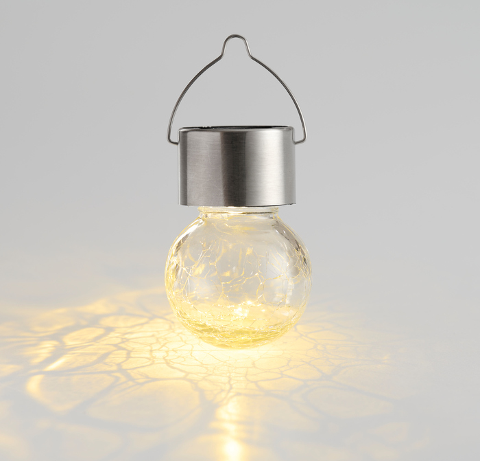 Solcellepære glass/metall Ø6 cm 3-pk.